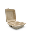 Biodegradable Sugarcane Pulp (P-SH08-3)8" Clamshell with 3 Compartment