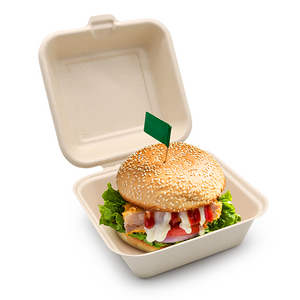Biodegradable Sugarcane Pulp(T-HB) 6" Hamburger Box 