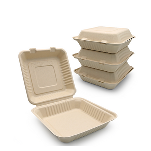 Biodegradable Sugarcane Pulp (P-SH09)9" Clamshell with Single Compartment