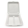 Biodegradable Sugarcane Pulp 8" Clamshell with 2 Compartment