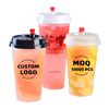 Clear Disposable Plastic Bubble Tea PP Injection Cup with Lid