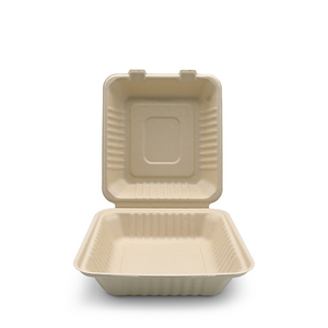 Biodegradable Sugarcane Pulp (P-SH08)8" Clamshell with Single Compartment