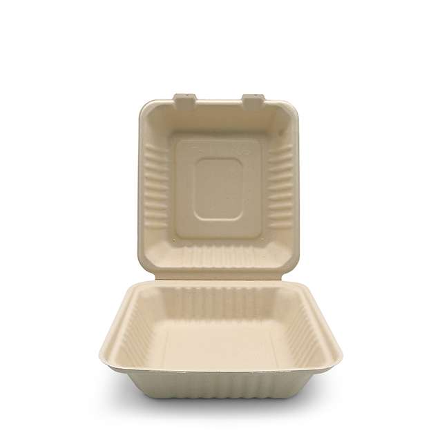 Biodegradable Sugarcane Pulp (P-SH08)8" Clamshell with Single Compartment