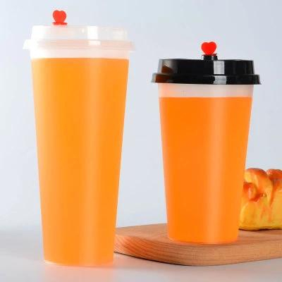 Clear Disposable Plastic Bubble Tea PP Injection Cup with Lid