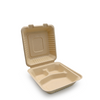 Biodegradable Sugarcane Pulp (P-SH08-3)8" Clamshell with 3 Compartment