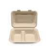 Biodegradable Sugarcane Pulp (P-SH89-2)9x6" Clamshell with 2 Compartment