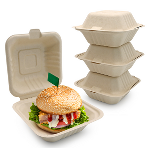 Biodegradable Sugarcane Pulp (P-HB) 6" Hamburger Box 