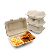 Biodegradable Sugarcane Pulp (P-SH89-2)9x6" Clamshell with 2 Compartment