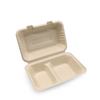 Biodegradable Sugarcane Pulp (P-SH89-2)9x6" Clamshell with 2 Compartment
